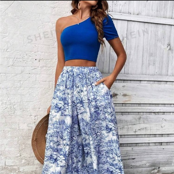 Shein Blue Summer Crop Top - Picture 1 of 6